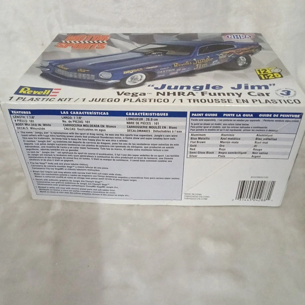 Revell Jungle Jim Vega NHRA Funny Car 1:25 Scale Model Kit 85-4288 101 Pieces